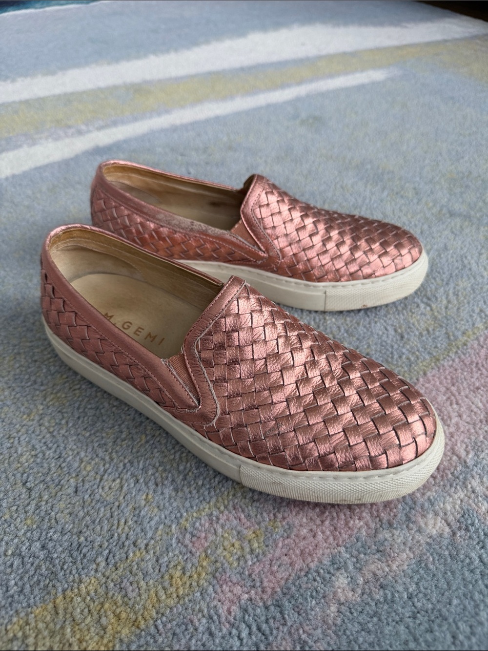 M.Gemi The Cerchio Due Metallic Rose Leather Sneakers Size 39.5